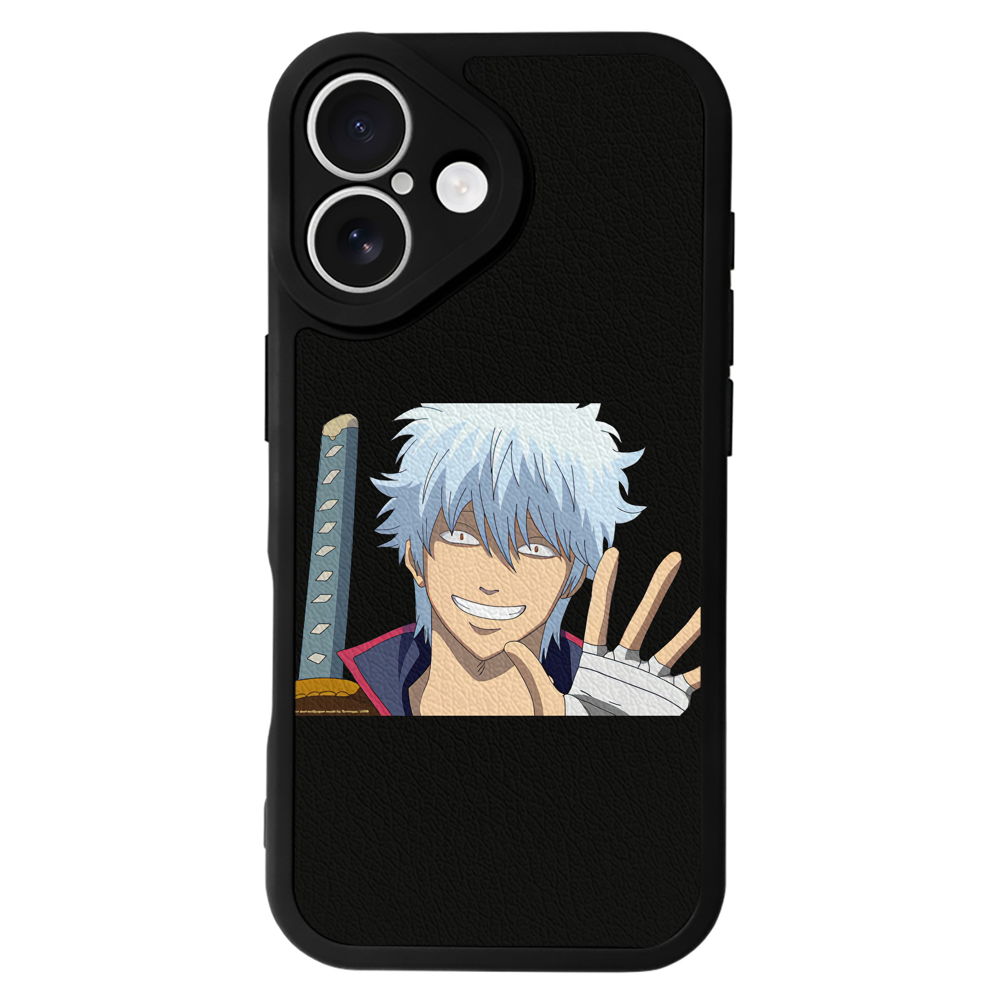 （画像用） ぎんたま 坂田銀時（さかたぎんとき） 神楽 志村新八（しむら しんぱち） GINTAMA Sakata Gintoki Kagura Shimura Shinpachi 【iPhone 16シリーズ対応】シリコンスマホケース（レザー調） 材質：シリコン